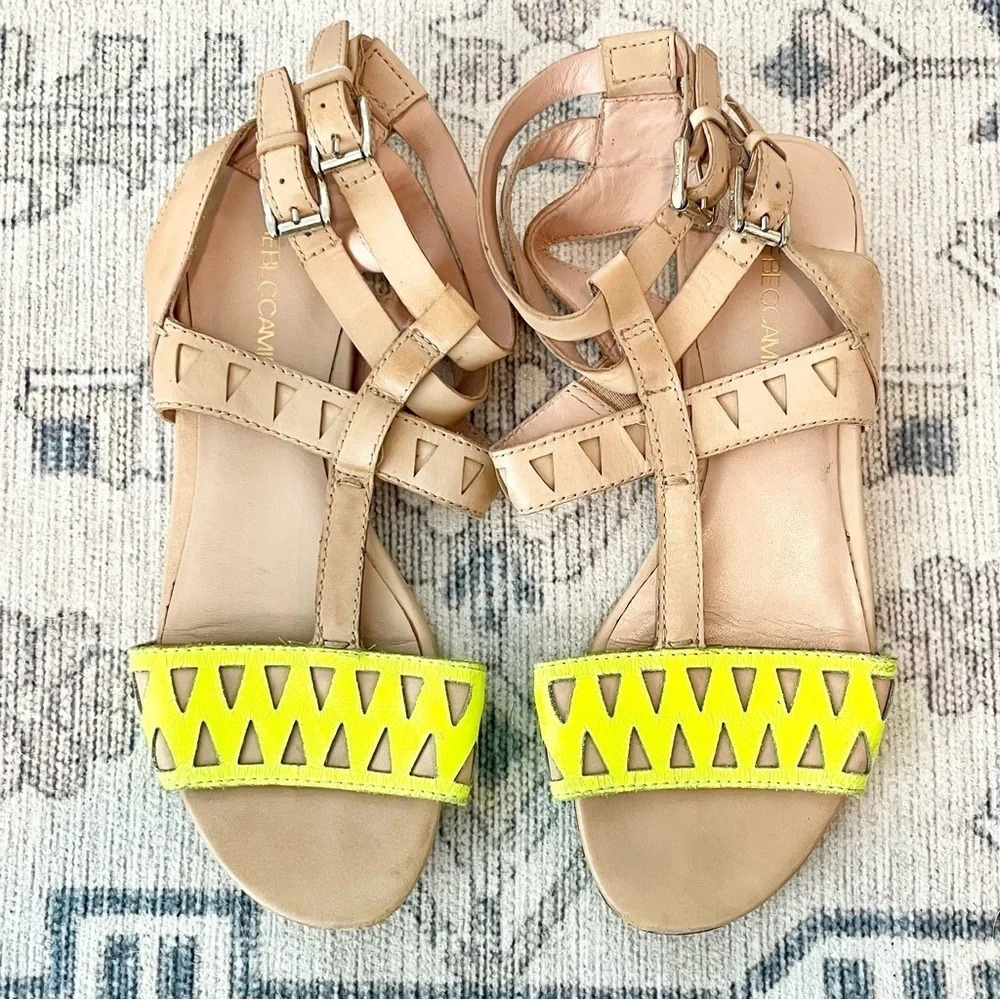 Rebecca Minkoff Gladiator Sandals Neon Yellow Cutout Sz 6